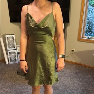 Hello Molly Green Backless Slip Dress